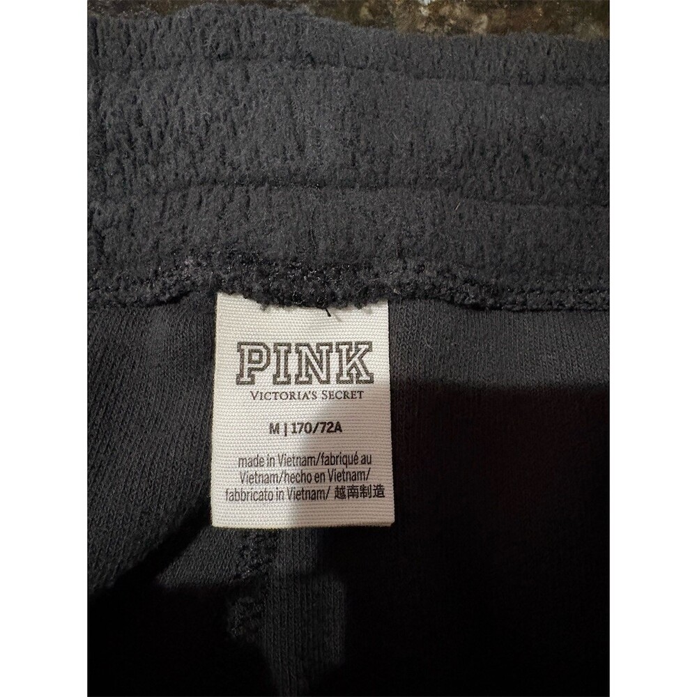 Victoria's Secret PINK Jogger Sweatpants Womens M Black Red Rose Print - Picture 7 of 8